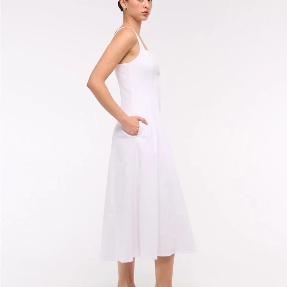 Abercrombie and Fitch Stretch Linen Blend White dress size large - Picture 2 of 11